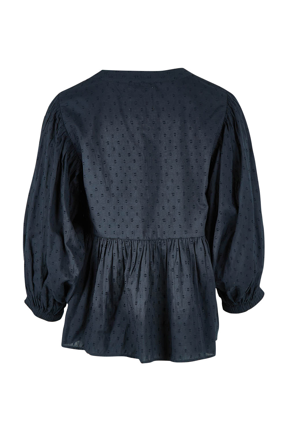Product shot of the Happy Hour Dobby Blouse in colour Black (Black), from the back