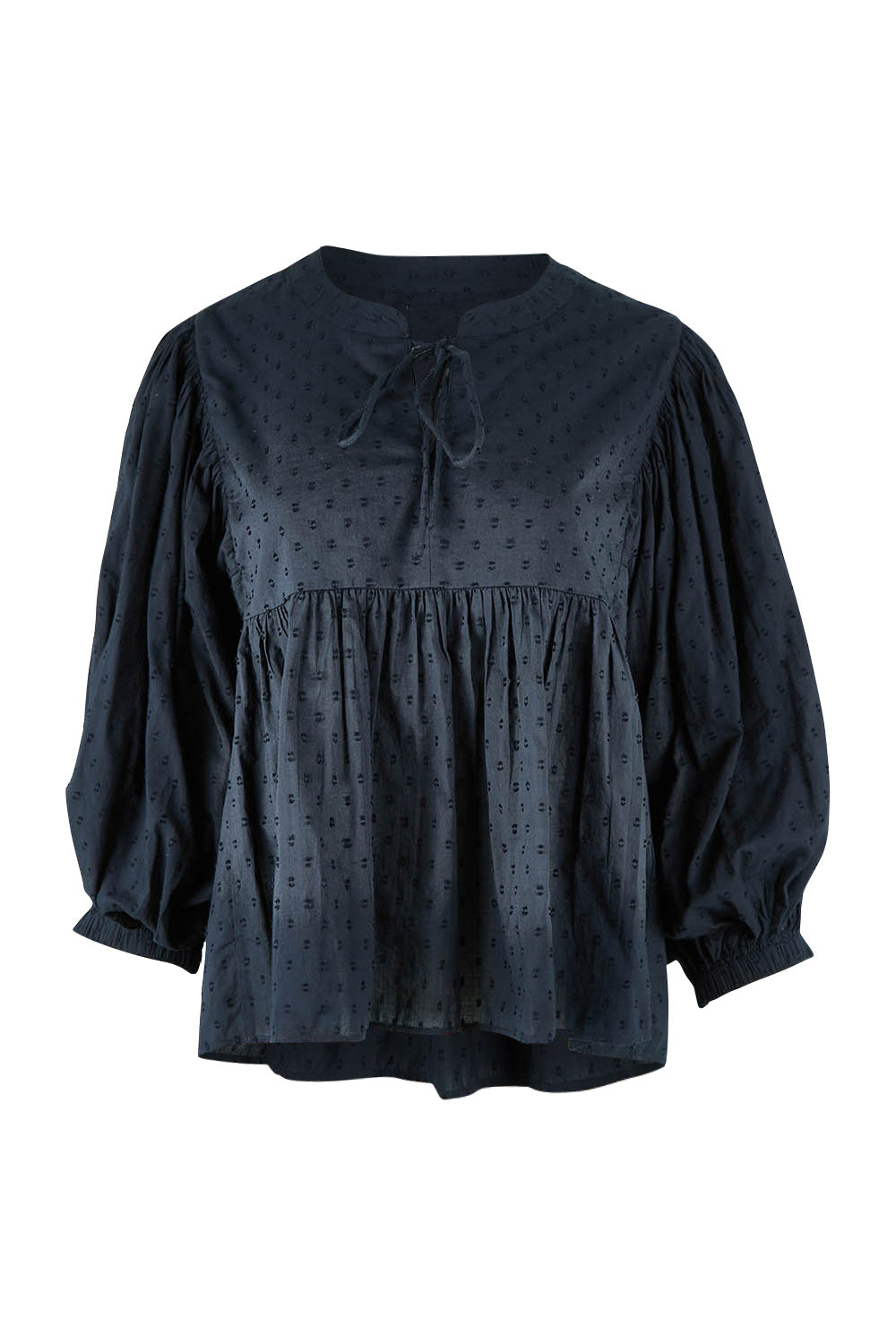 Product shot of the Happy Hour Dobby Blouse in colour Black (Black), from the front