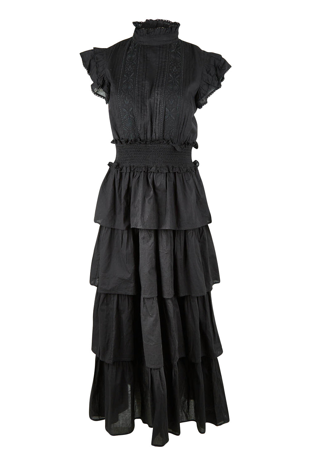 Product shot of the Perfect Dream Cotton Maxi Dress in colour Black (Black), from the back