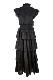 Product shot of the Perfect Dream Cotton Maxi Dress in colour Black (Black), from the back