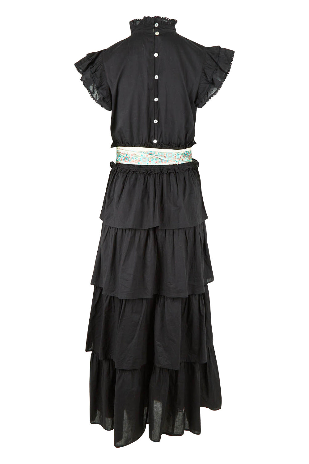 Product shot of the Perfect Dream Cotton Maxi Dress in colour Black (Black), detail