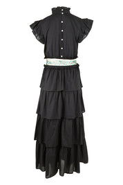Product shot of the Perfect Dream Cotton Maxi Dress in colour Black (Black), detail