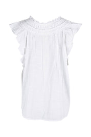 Product shot of the Summer Sun Ruffle Blouse in colour White (White), from the back