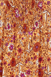 Product shot of the Paradise Found Maxi Dress in colour Rustfleur, detail