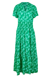 Product shot of the Forget Me Not Maxi Dress in colour Greenwhite (Green), from the front