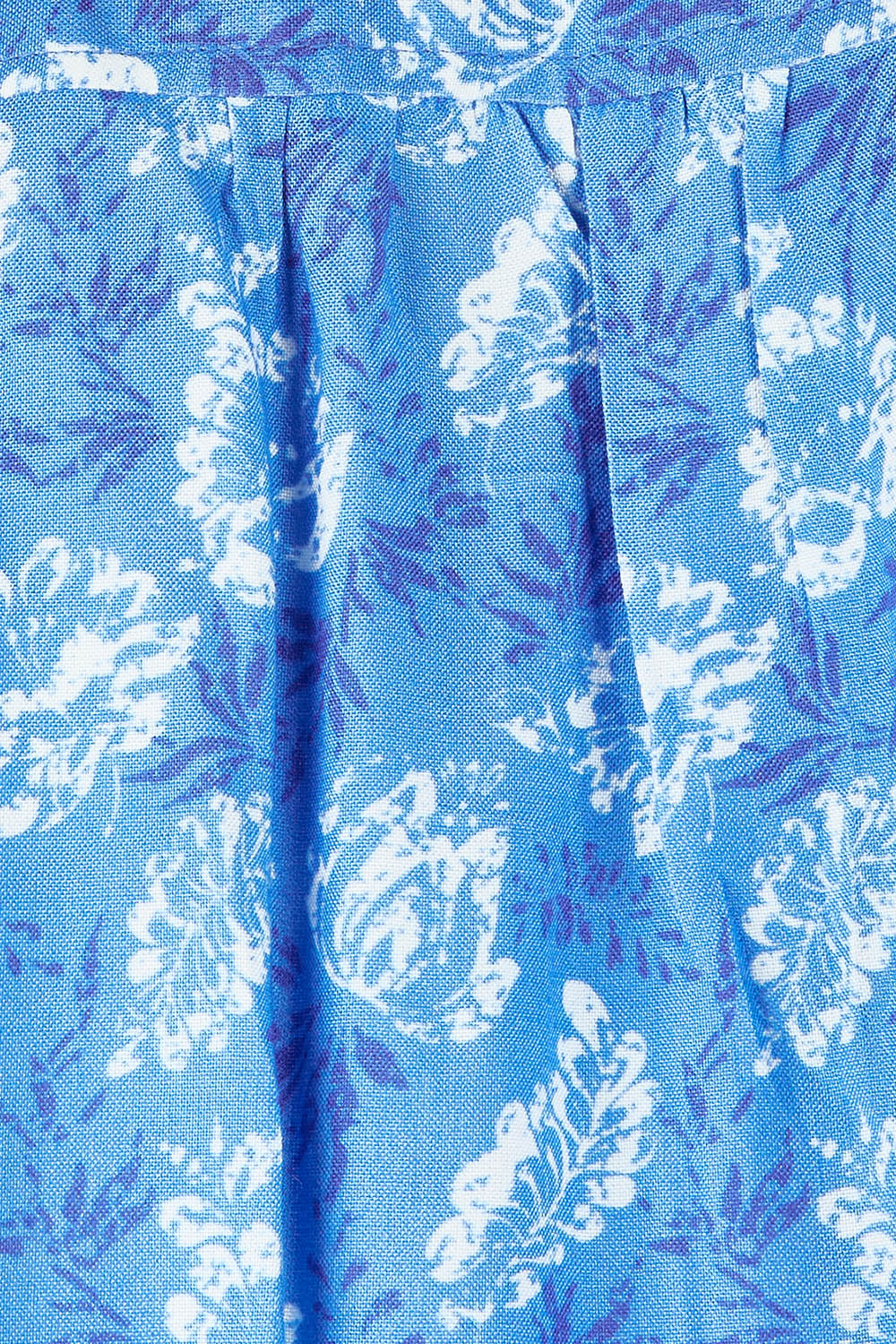 Product shot of the Forget Me Not Sleeveless Blouse in colour Bluewhite (Blue), detail