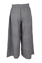 Product shot of the Break Of Day Cotton Pants in colour Blackcheck (Black), from the back