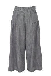 Product shot of the Break Of Day Cotton Pants in colour Blackcheck (Black), from the front