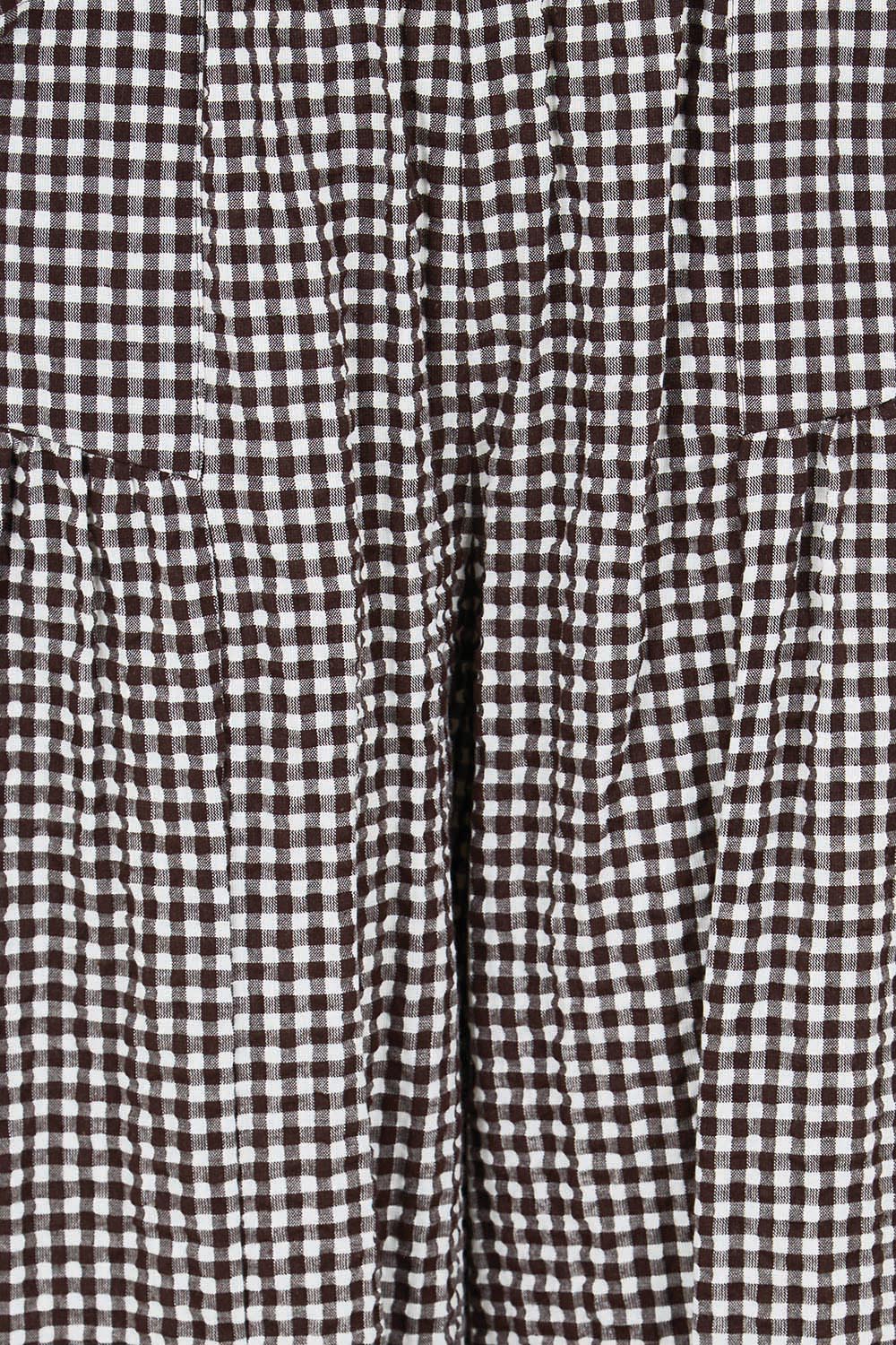 Product shot of the Break Of Day Cotton Pants - Choccheck in colour Choccheck, showing detail