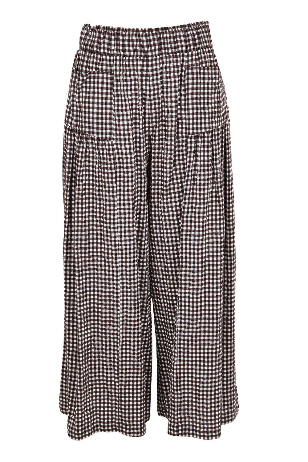 Product shot of the Break Of Day Cotton Pants - Choccheck in colour Choccheck, from the front