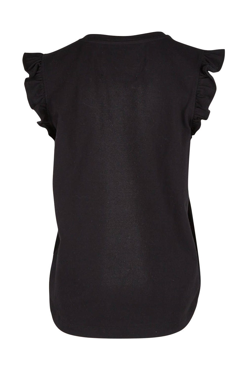 Product shot of the For The Frill Of It Tee in colour Black (Black), from the back