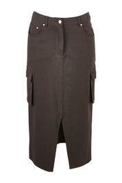 Product shot of the Carry Me With You Cargo Skirt in colour Concrete (Grey), from the front