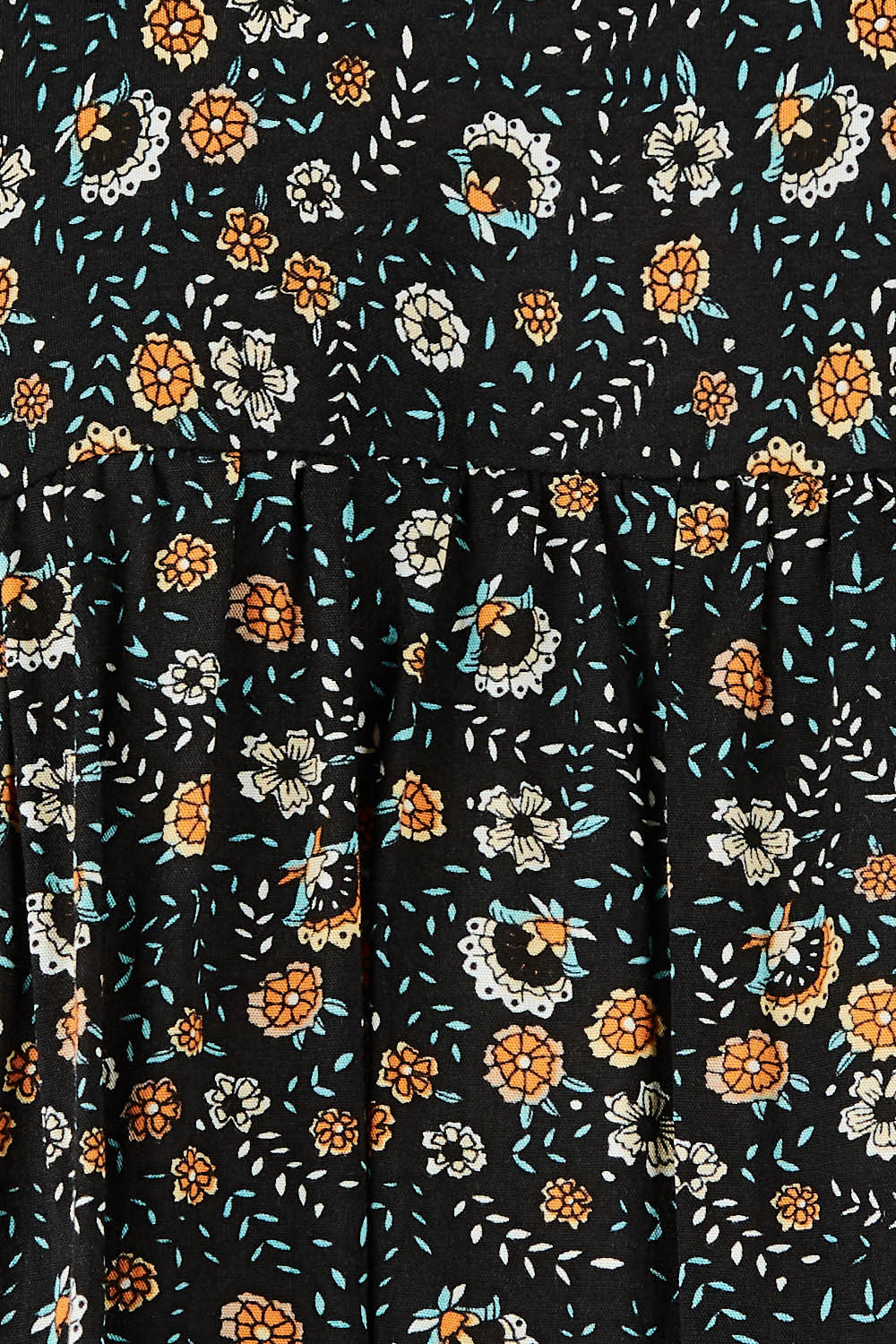 Product shot of the Sunset Dreamer Dress in colour Blkfleur (Black), detail