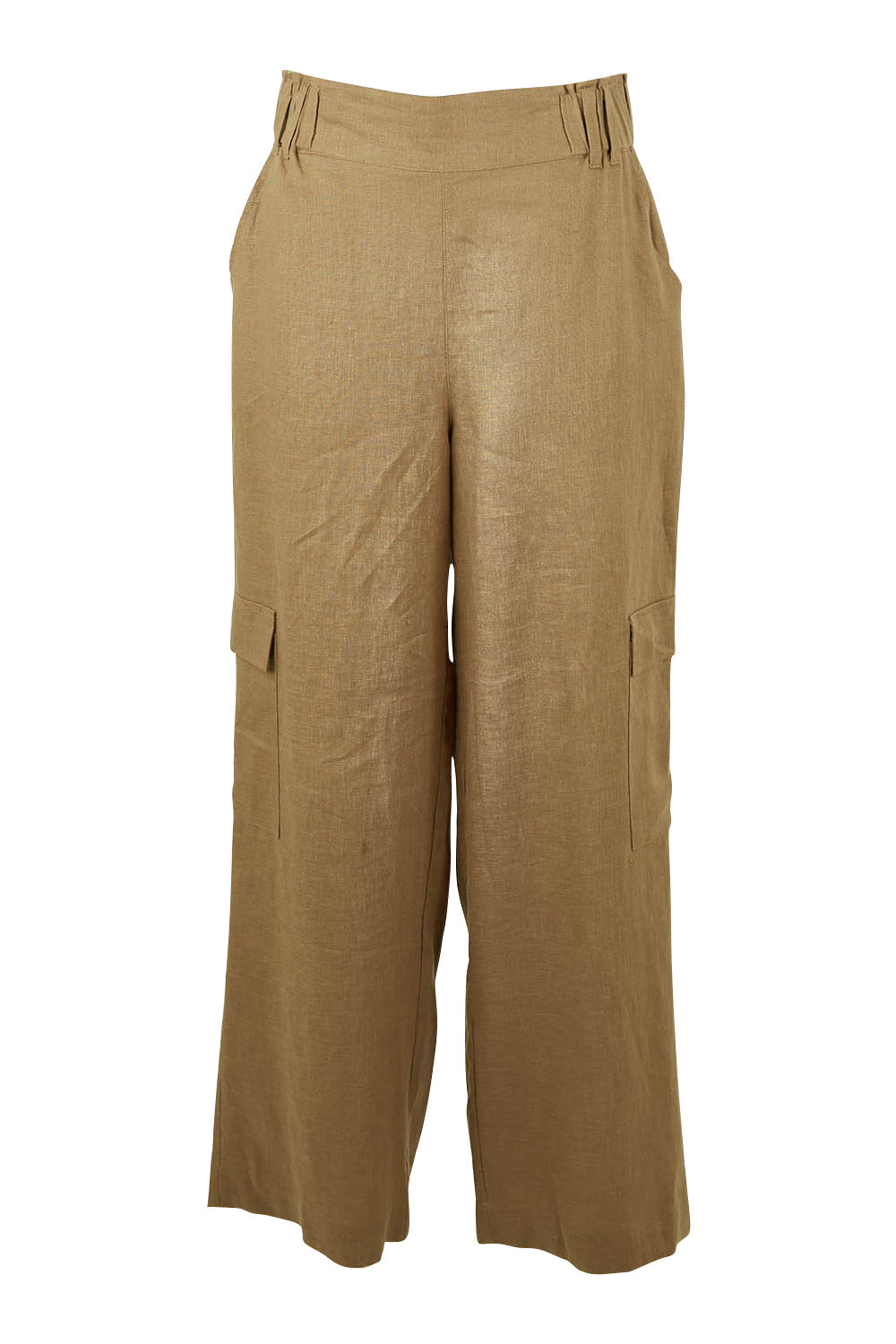 Product shot of the Always In Style Linen Cargo Pant in colour Camel, from the front