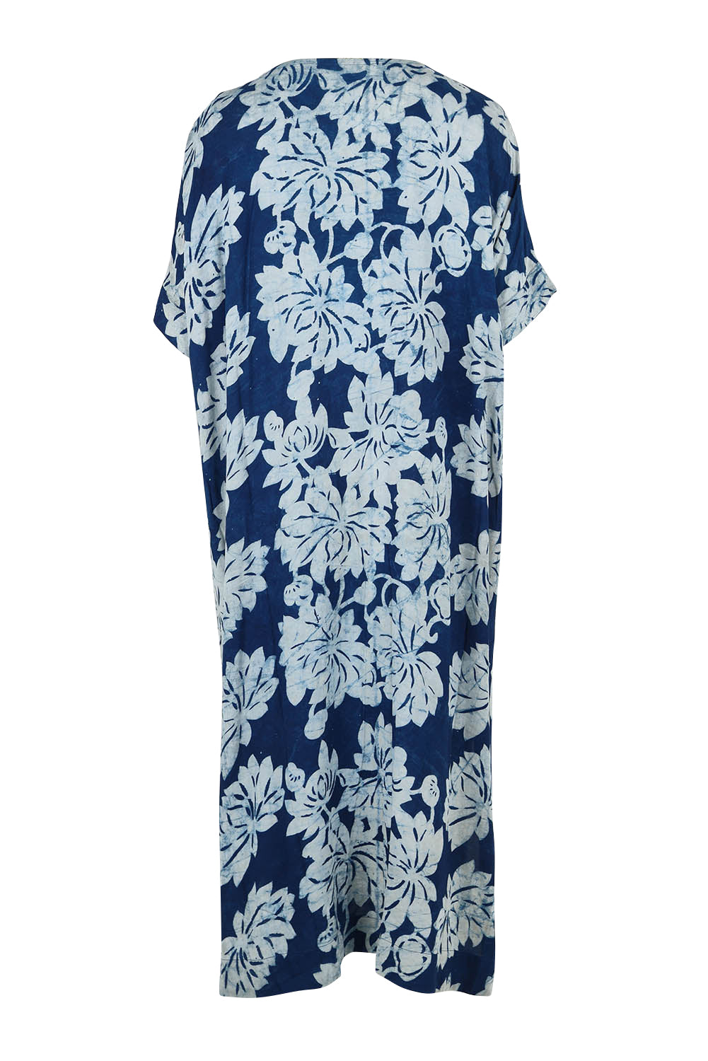 Product shot of the Beautiful Travels Dress in colour Dabufleur (Blue), from the back