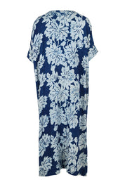 Product shot of the Beautiful Travels Dress in colour Dabufleur (Blue), from the back