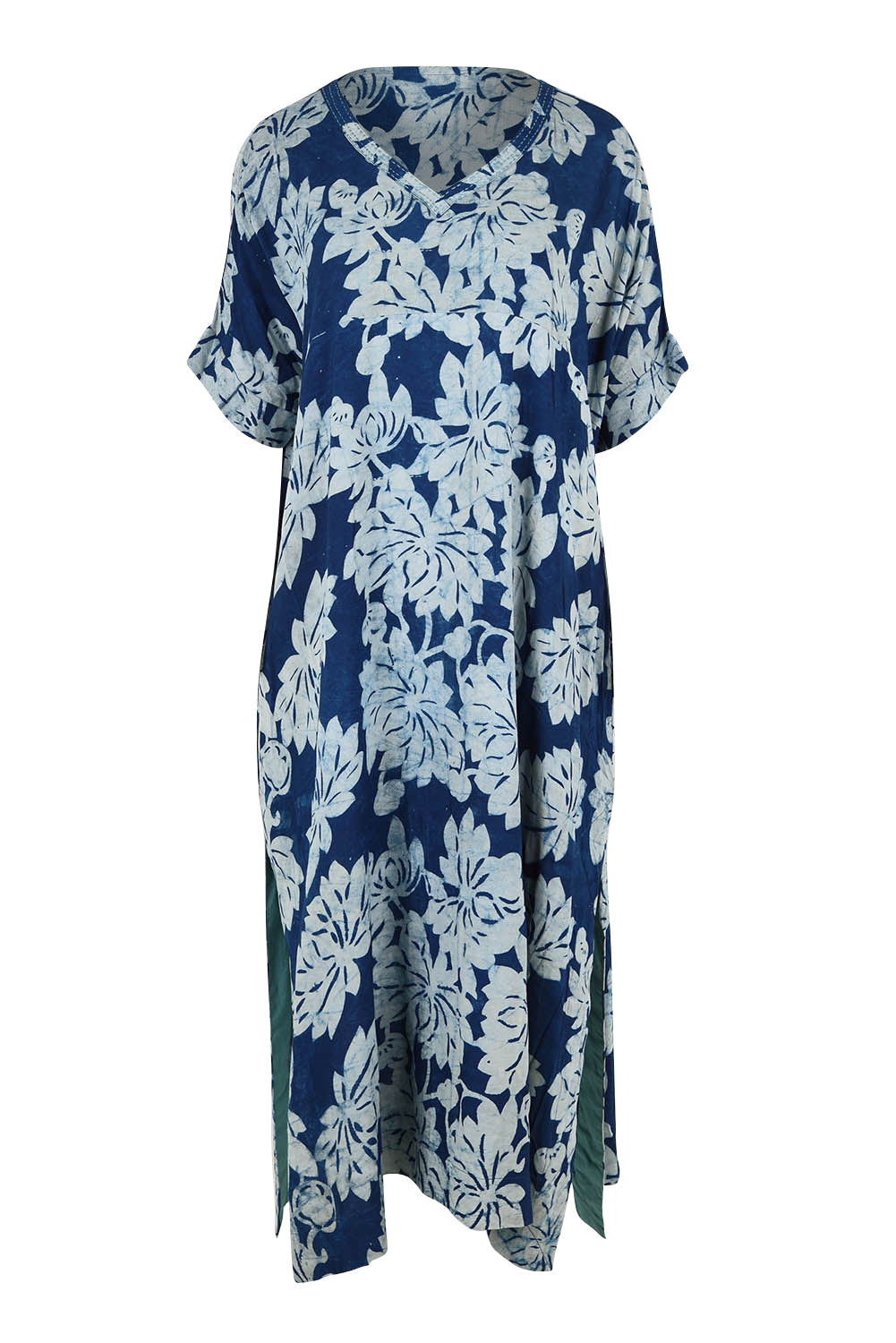 Product shot of the Beautiful Travels Dress in colour Dabufleur (Blue), from the front