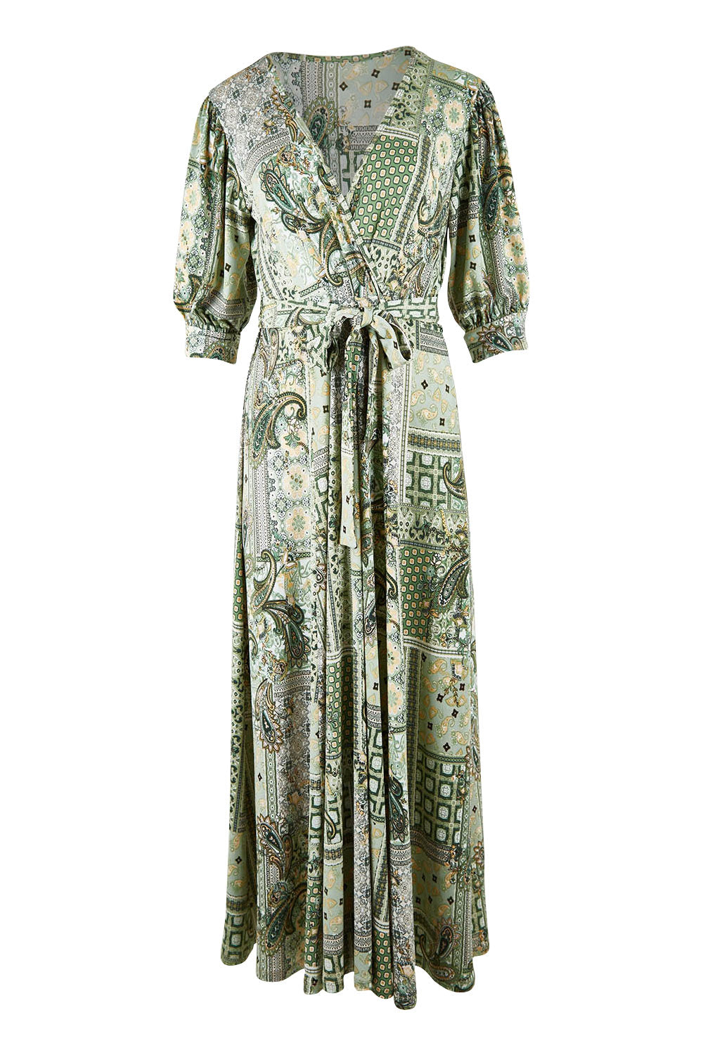 Product shot of the All I Need Is You Mid Sleeve Dress in colour Mintpatch (Green), from the front