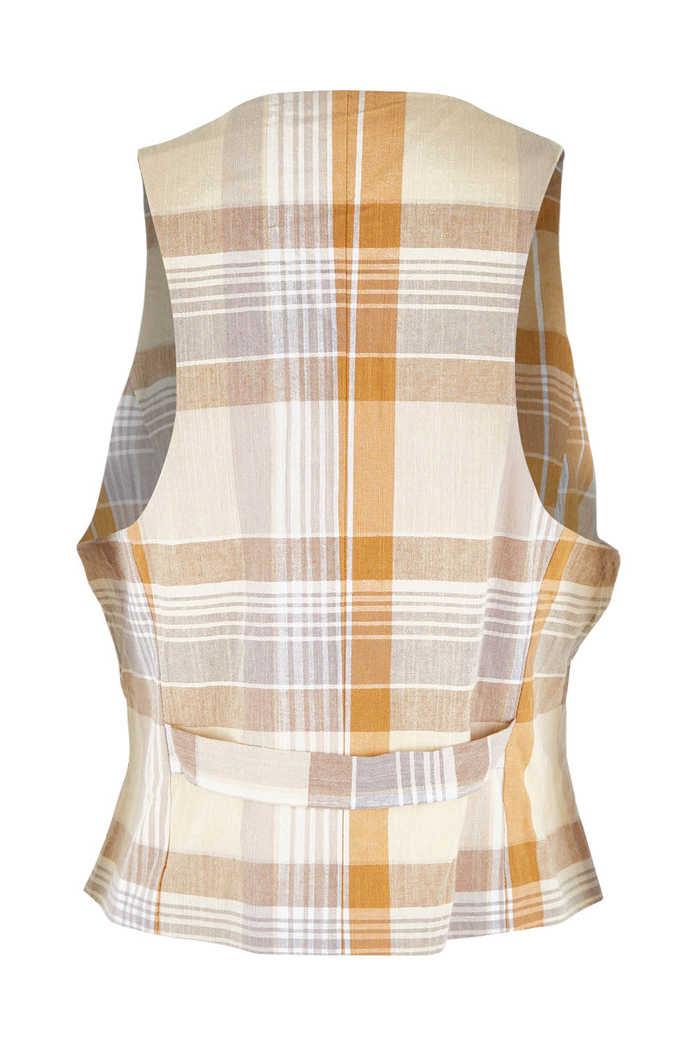 Product shot of the Ready And Able Checked Vest in colour Check, from the back