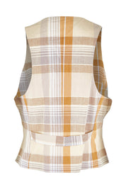 Product shot of the Ready And Able Checked Vest in colour Check, from the back