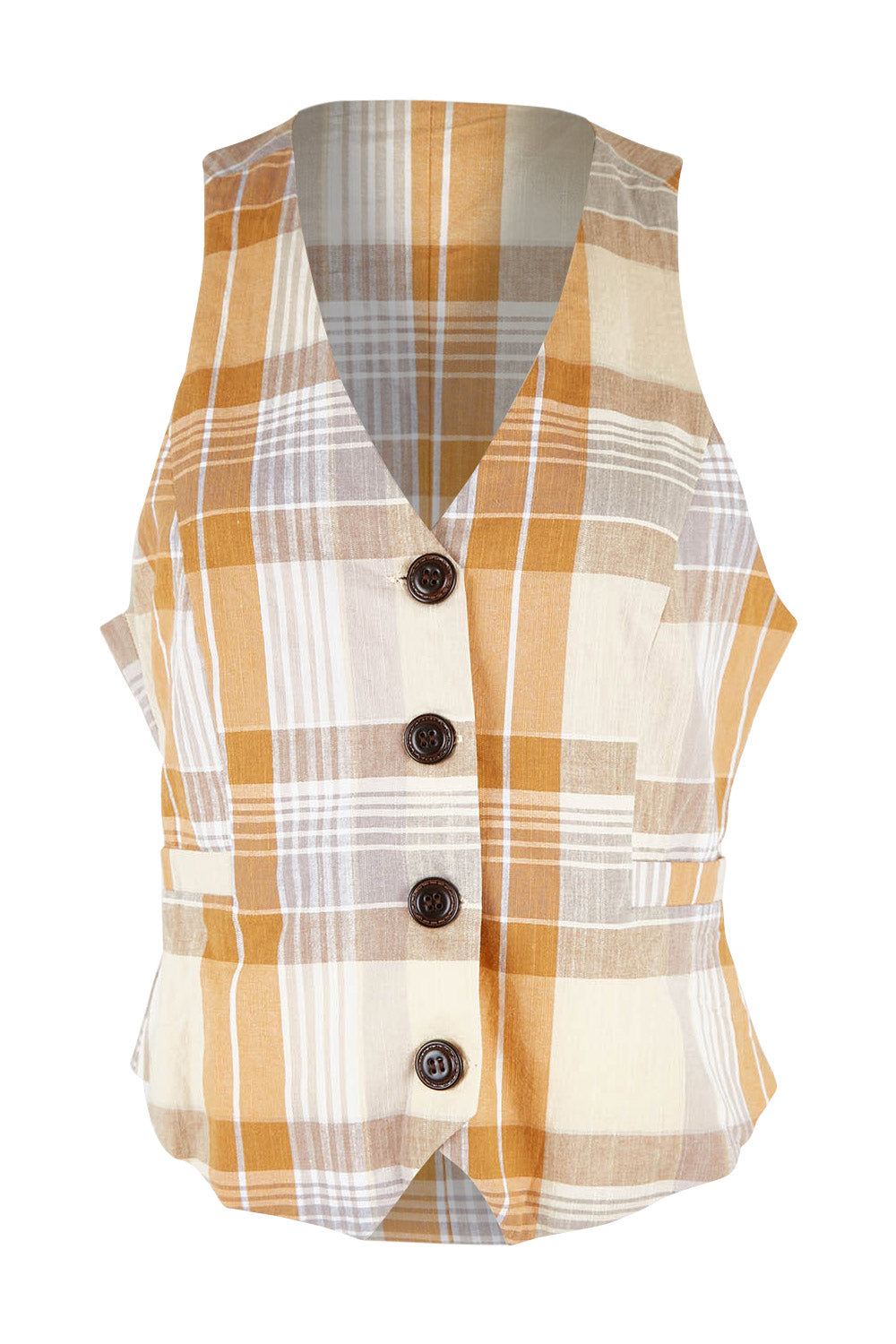 Product shot of the Ready And Able Checked Vest in colour Check, from the front