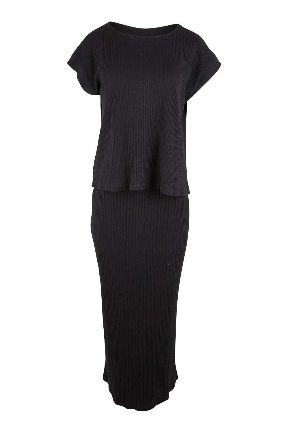 Product shot of the Coffee Run Skirt Set in colour Black (Black), from the front