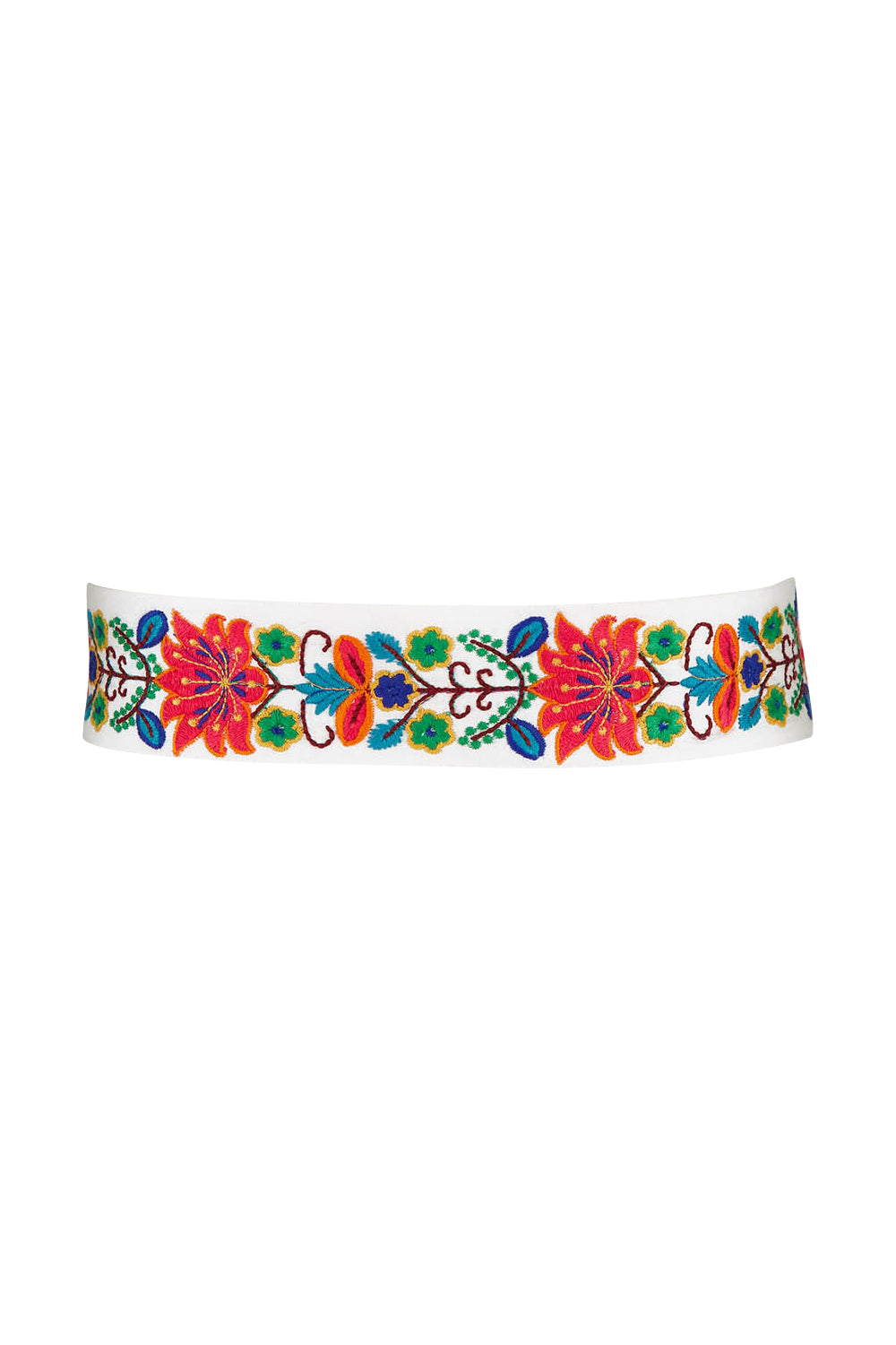 Product shot of the Finishing Touch Embroidered Belt in colour Bright, from the back