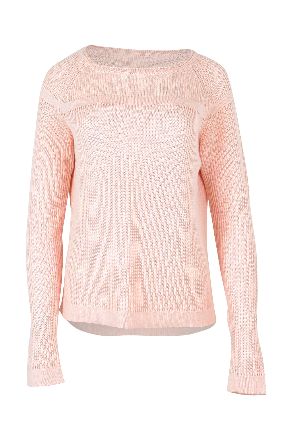 Product shot of the Cover Me In Cotton Sweater in colour Sherbet (Pink), from the front