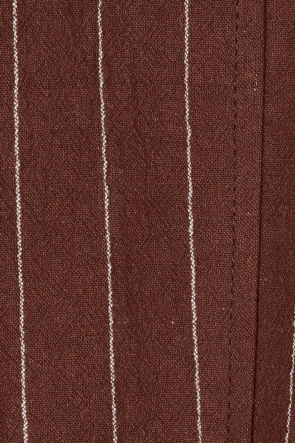 Product shot of the Across The Fields Pinstripe Jacket in colour Chocolate, detail