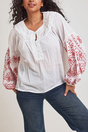 Preloved Light And Easy Cotton Blouse - Whitered