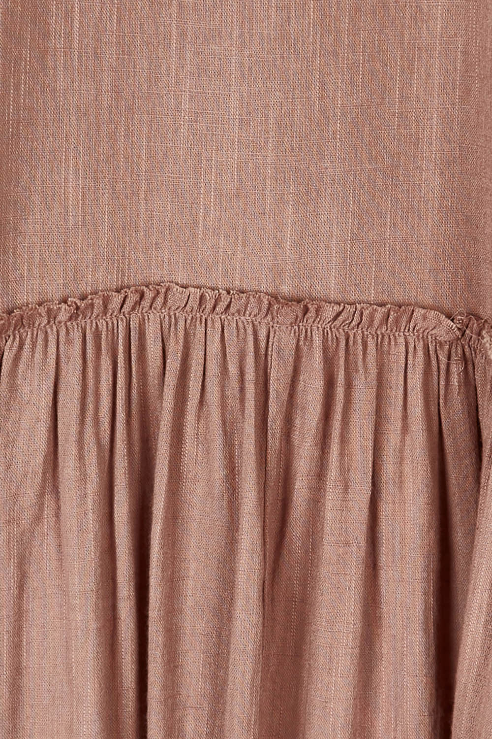 Product shot of the Real Love Tiered Dress in colour Umber, detail