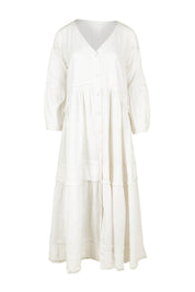 Product shot of the Real Love Tiered Dress in colour White (White), from the front