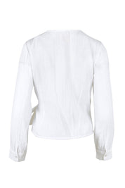 Product shot of the Wrapped Up In Your Love Blouse in colour White (White), from the back