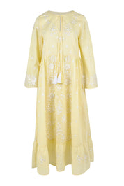 Product shot of the Dancing With Joy Dress in colour Lemon, from the front