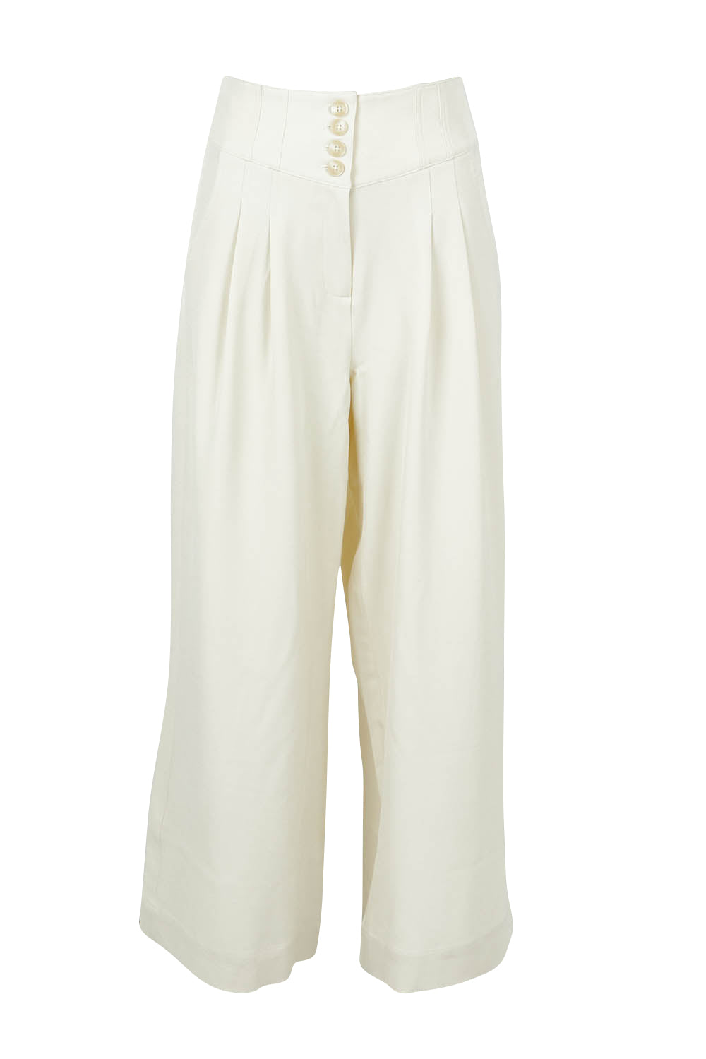 Product shot of the High Flying Wide Leg Pants in colour Cream, from the front
