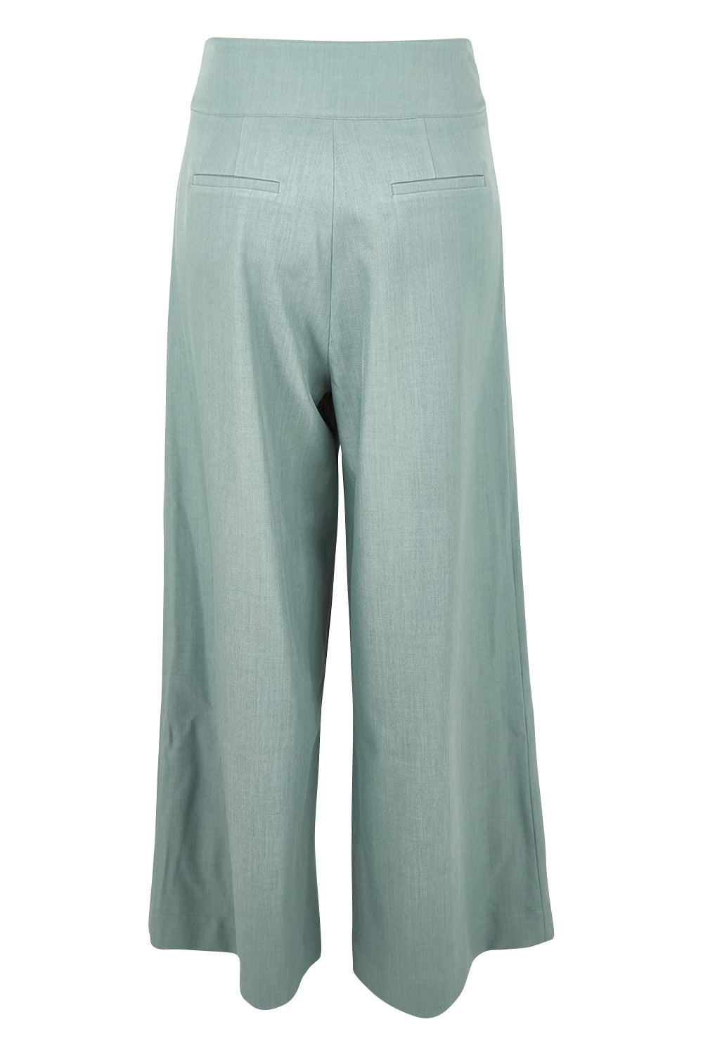 Product shot of the High Flying Wide Leg Pants in colour Dusk (Green), from the back