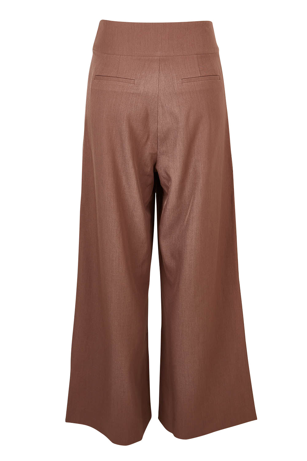 Product shot of the High Flying Wide Leg Pants in colour Walnut, from the back