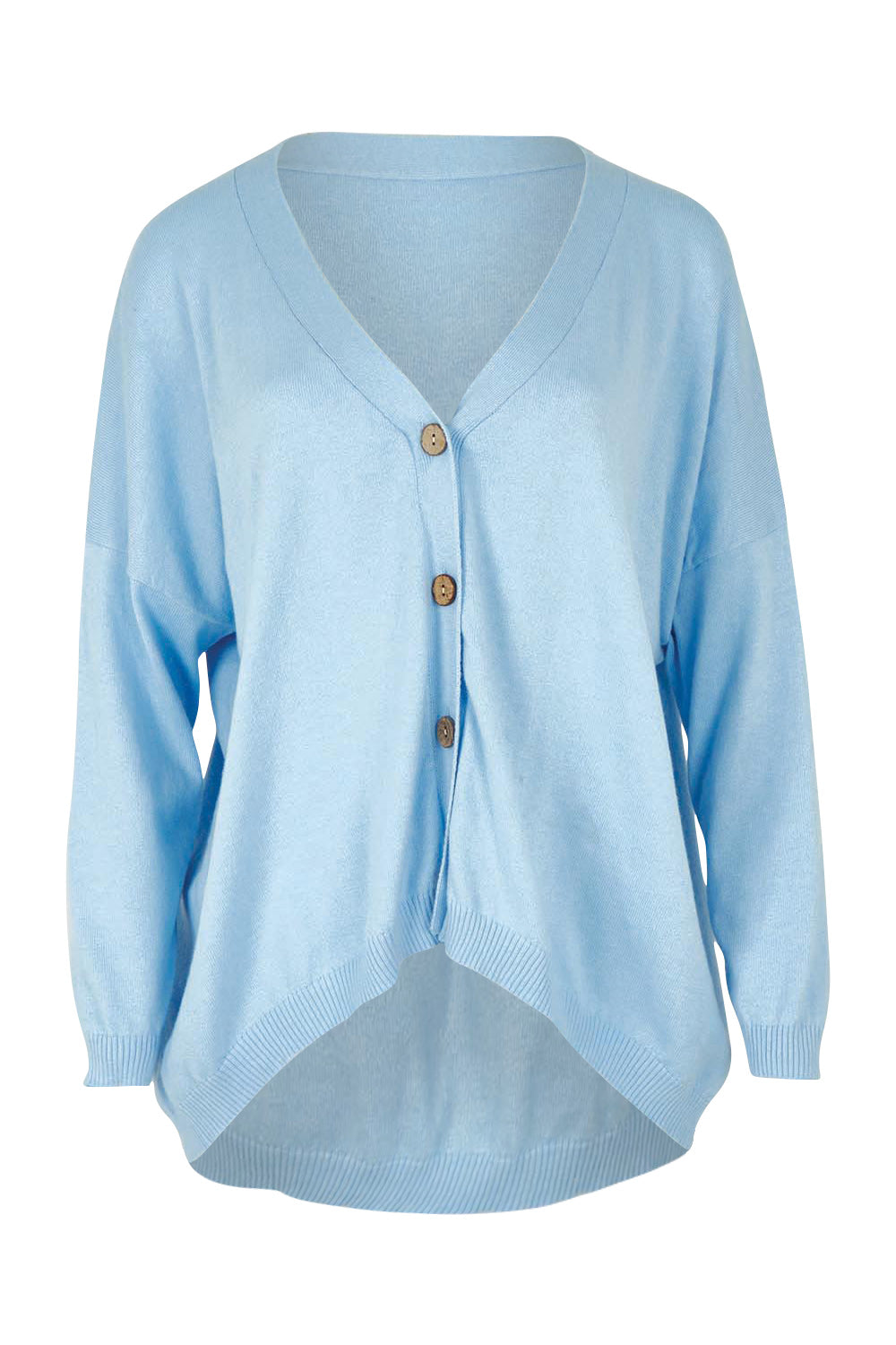 Product shot of the My Boyfriends Cotton Cashmere Cardi in colour Sky (Blue), from the front