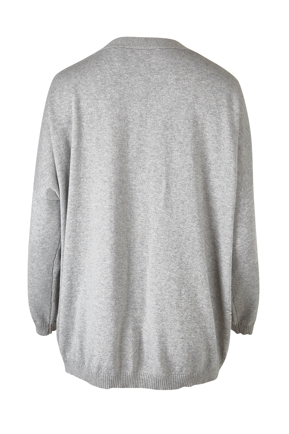 Product shot of the My Boyfriends Cotton Cashmere Cardi in colour Smoke (Grey), from the back