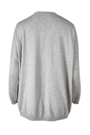Product shot of the My Boyfriends Cotton Cashmere Cardi in colour Smoke (Grey), from the back
