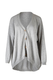 Product shot of the My Boyfriends Cotton Cashmere Cardi in colour Smoke (Grey), from the front