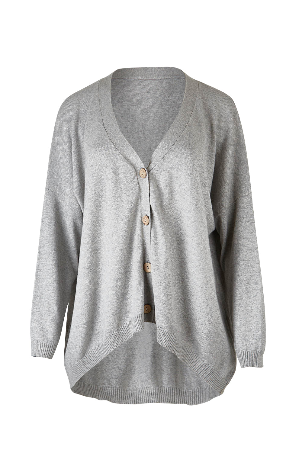 Product shot of the My Boyfriends Cotton Cashmere Cardi in colour Smoke (Grey), from the front