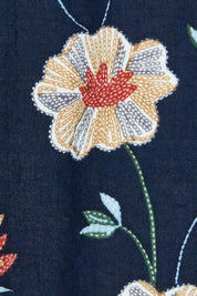 Product shot of the Flower Chain Slouch Top in colour Navy (Blue), detail