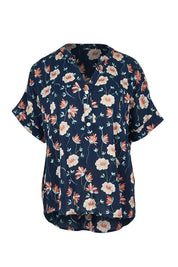 Product shot of the Flower Chain Slouch Top in colour Navy (Blue), from the front