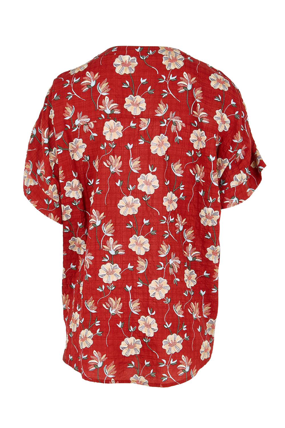 Product shot of the Flower Chain Slouch Top – Rust in colour Rust, from the back