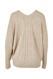 Product shot of the Ready And Cable Jumper in colour Sand, from the back