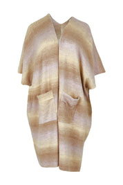 Product shot of the Mountain Fields Cardi in colour Sunset (Pink), from the front