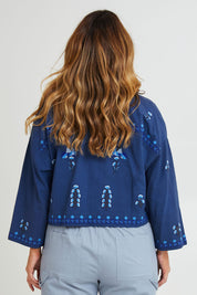 Preloved Come Away With Me Embroidered Jacket - Bluehue