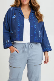 Preloved Come Away With Me Embroidered Jacket - Bluehue