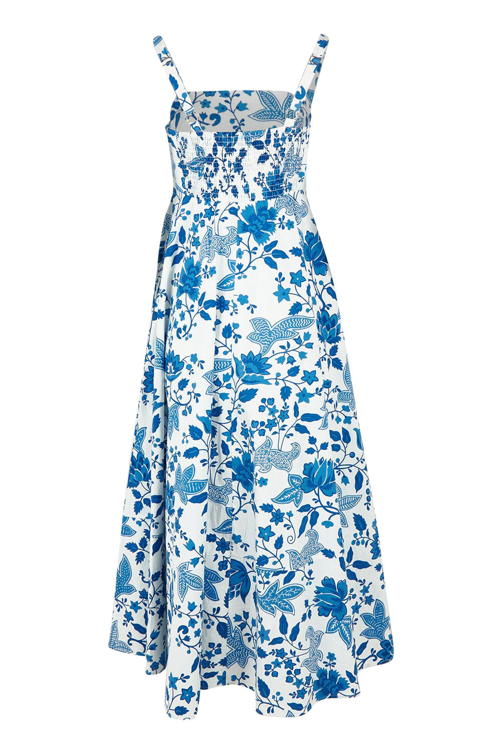 Product shot of the Summer Fun Cotton Maxi Dress in colour Bluefleur (Blue), from the back